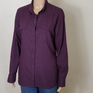 Eddie Bauer Plum Button Up Flannel Shirt Sz Large